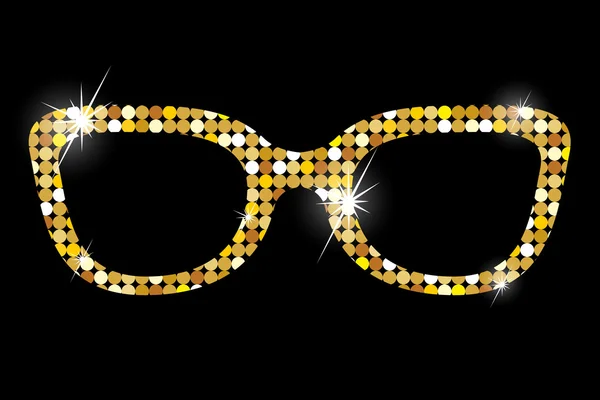 Golden glasses on black background — Stock Vector