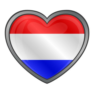 Hollanda bayrağı kalp parlak düğme