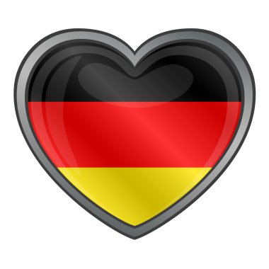 Almanya bayrağı kalp parlak düğme
