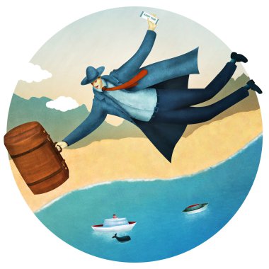 uçan turist. mutlu tatil tur bir işadamı için