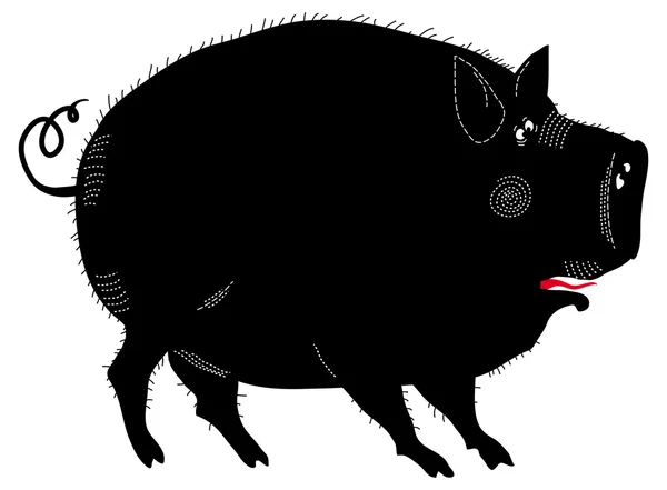 Rolig svart gris vektor illustration — Stock vektor