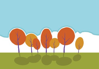 Summer trees in park cartoon landscape.