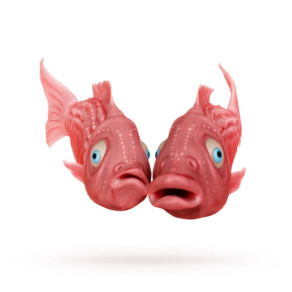 Two funny fish comic cartoon 3D image — Stock Photo, Image