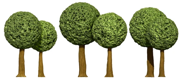 Ball shaped trees, 3d based — Stock Photo, Image