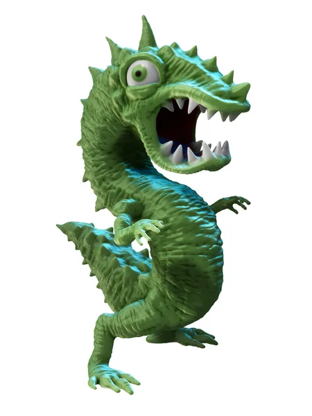 Green dollar shaped cartoon monster — Stock Photo, Image