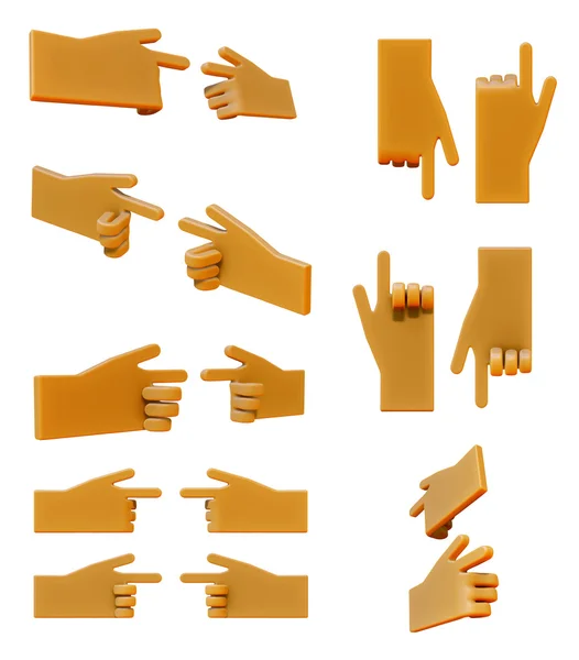 Pointing hand 3d icon set — Stock Photo, Image