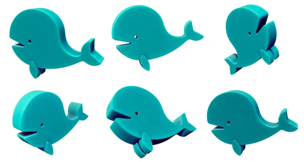 Toy whale 3d set isolated on white — Stock Photo, Image