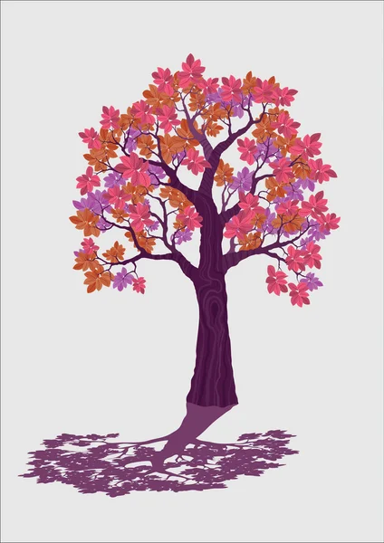 Árvore decorativa rosa isolado vetor ilustração — Vetor de Stock