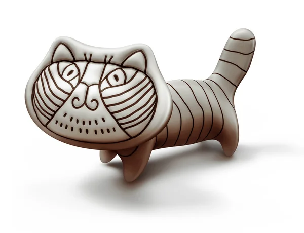 Toy ceramic cat isolated on white, italian style — Stock Photo, Image