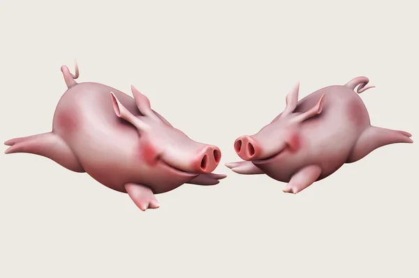 Funny pigs in love illustration isolated — Stock Photo, Image