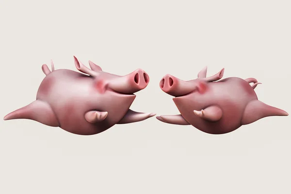 Funny pigs in love illustration isolated — Stock Photo, Image