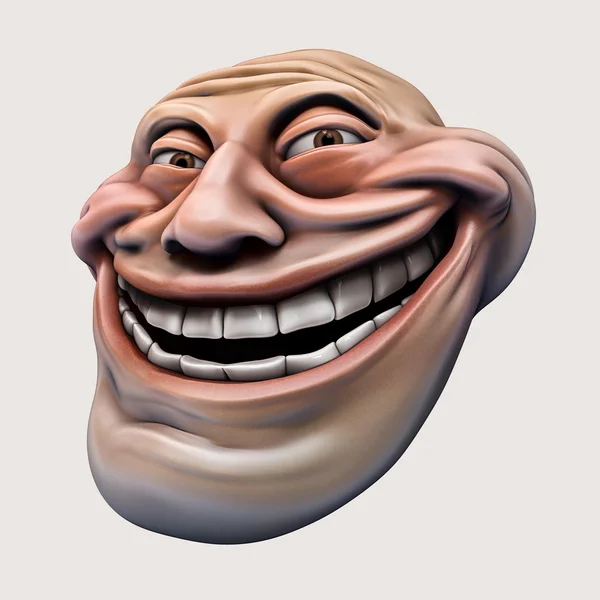 Trollface. Internet troll 3d ilustrace — Stock fotografie