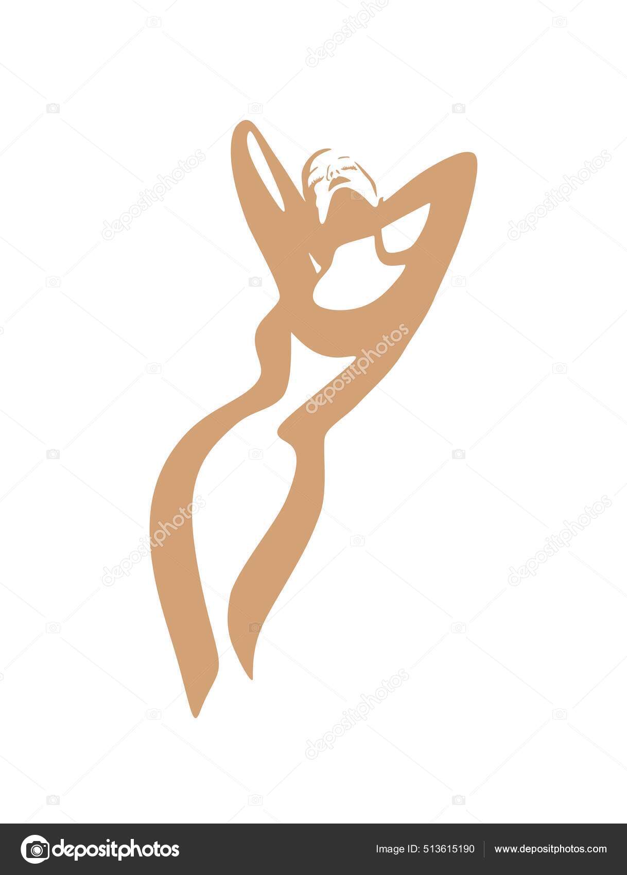 米色的女性抽象剪影画格式化的时尚女孩模板矢量插图穿着漂亮女士的身体女性曲线漂亮女人美容美发医疗保健的标志Diy  图库矢量图©polina_raulina.mail.ru 513615190