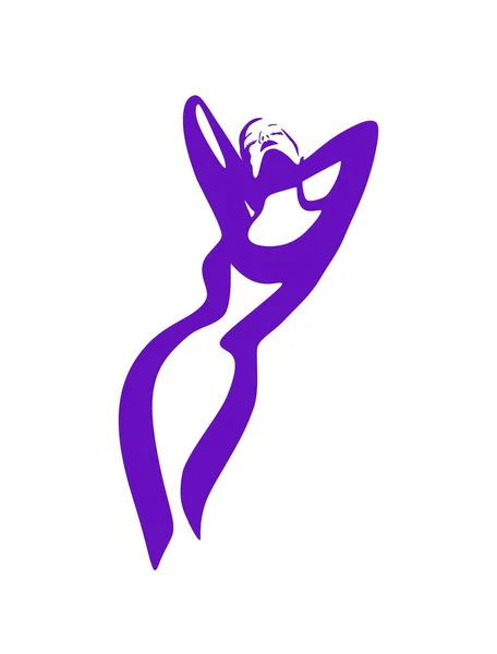 Violette Weibliche Abstrakte Silhouette Zeichnung Stilisierte Mode Mädchen Schablonenvektorillustration Body — Stockvektor