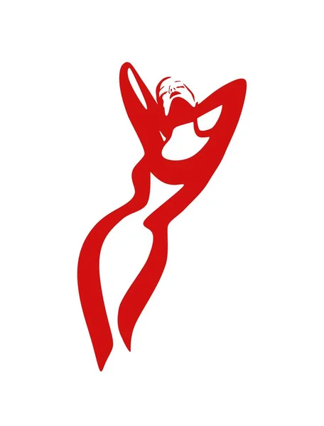 Frau Mädchen Dame Rote Schablone Körper Silhouette Vektorzeichnung Logo Für — Stockvektor