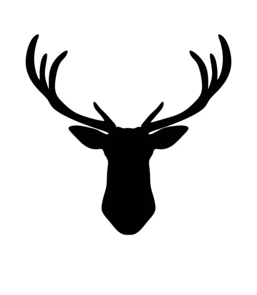 白い背景にベクトルブラックの鹿バックスタンプトナカイの頭 輪郭シルエットステンシル描画イラスト ビニールシールデカール — ストックベクタ