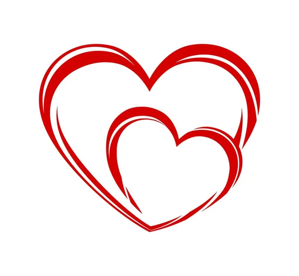 Dois Corações Vermelhos Torcidos Juntos Sílhueta Vetorial Abstrato Forma Coração —  Vetores de Stock