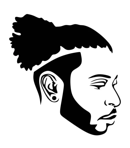 아프리카 초상화 프로필 Face Vector Silhouette Mohawk Hair Dreadlocks Beard — 스톡 벡터