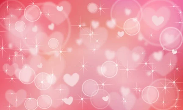 Pink Bokeh Hearts Stars Valentine Day Background Soft Blurred Love — Stock Photo, Image