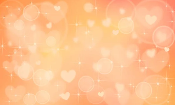 Pink Orange Bokeh Hearts Stars Valentine Day Background Soft Blurred — Stock Photo, Image