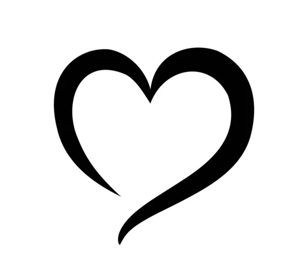 Black Heart Shape Stencil Outline Silhouette Drawing Sign Love Symbol — ストックベクタ