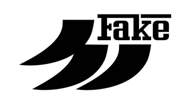 Fake three lines logo silhouette sign,Typographic design,Branding.Fashion logotype stencil icon.Clothing,business companies,textiles. Stamp.Sticker.Brand name.Text. Calligraphy.Lettering.Sport emblem.