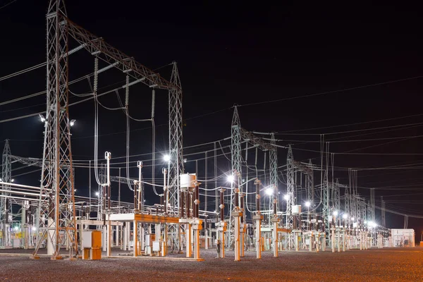 Subestación Eléctrica Asunción Paraguay Por Noche — Foto de Stock