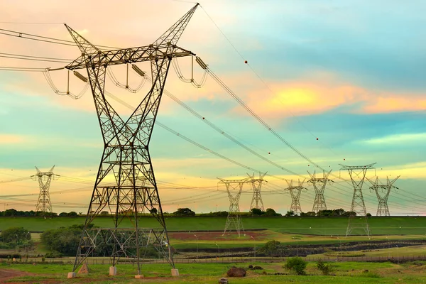 Linhas Elétricas Saindo Uma Barragem Itaipu Paraná Brasil — Fotografia de Stock