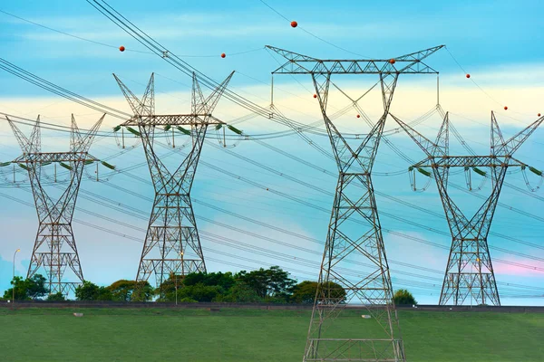 Electric Power Lines Coming Out Itaipu Dam Parana State Brazil — Stock Photo, Image