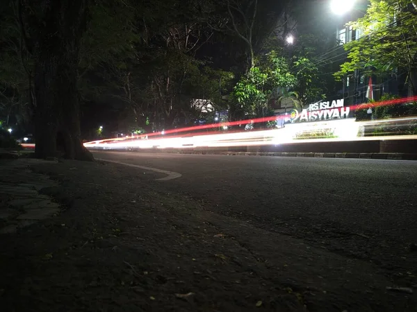 Malang Indonesia July 2022 Speed Traffic Light Trails Motorway Highway — Stok Foto