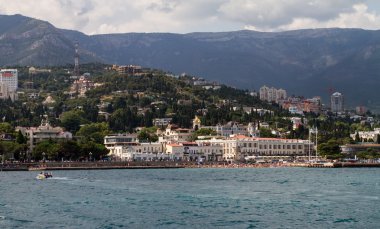 Yalta şehir manzaralı denize, Kırım, Ukrayna