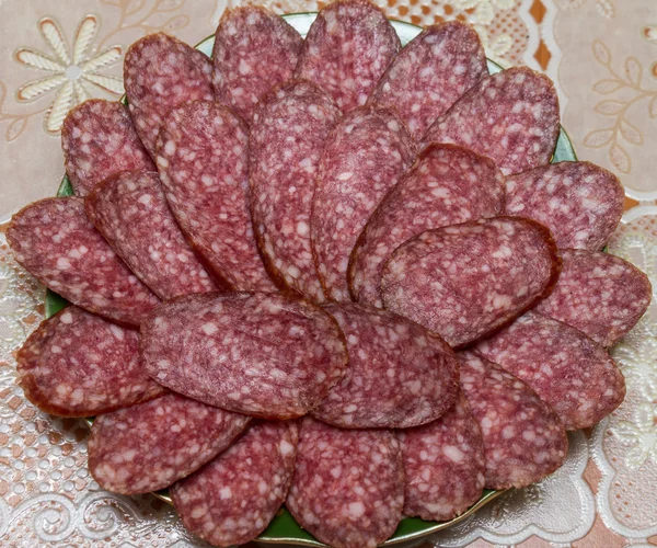 Smoked sausage sliced — Stock Photo, Image