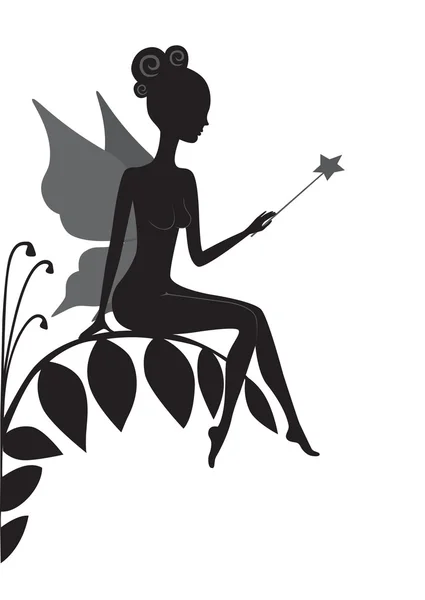 Silhouette of magic fairy — Stock Vector