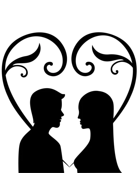 Silhouette d'une femme et d'hommes amoureux vecteur — Image vectorielle