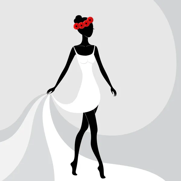 Belle fille dans une robe blanche — Image vectorielle