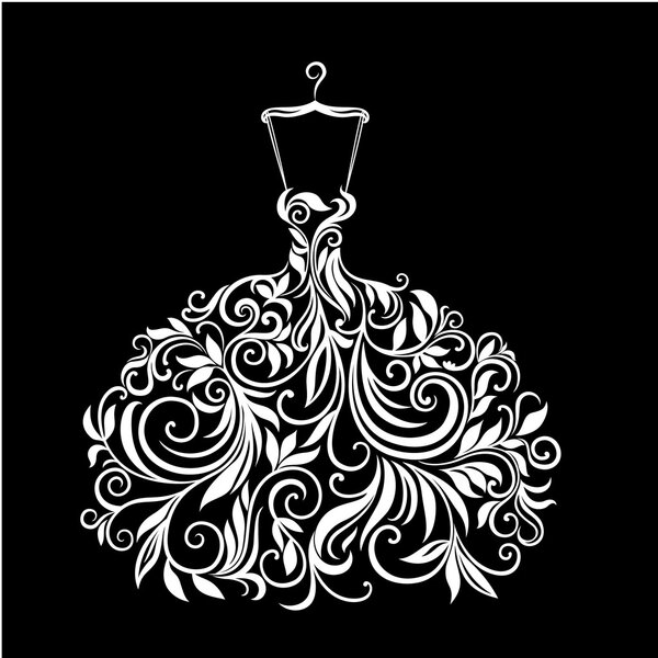 Белое платье с растительным орнаментом
