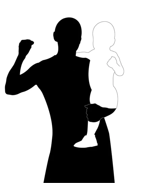 Man keep on hand a baby (silhouette) — Stock Photo, Image