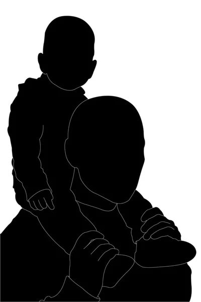 Uomo con un bambino (silhouette ) — Foto Stock