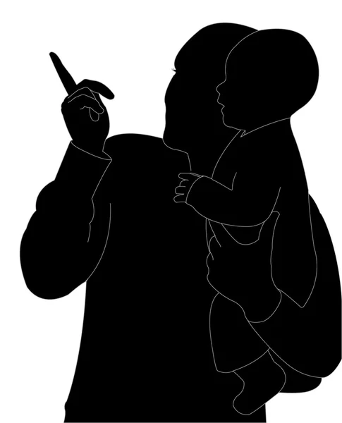 Man with a kid (silhouette) — Stock Photo, Image