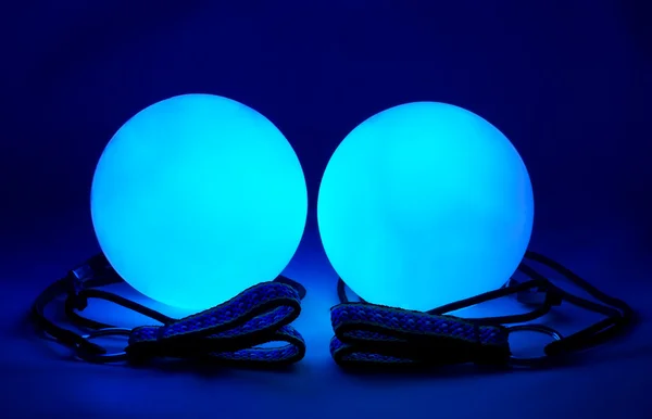 Luminous poi - equipment for juggling — Stock Photo, Image