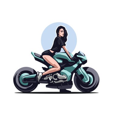 Güzel, seksi bir kadın yeşil bir spor bisikletine biner..