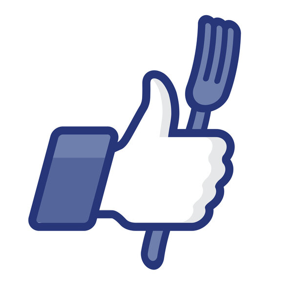 Like / Thumbs Up symbol icon with fork
