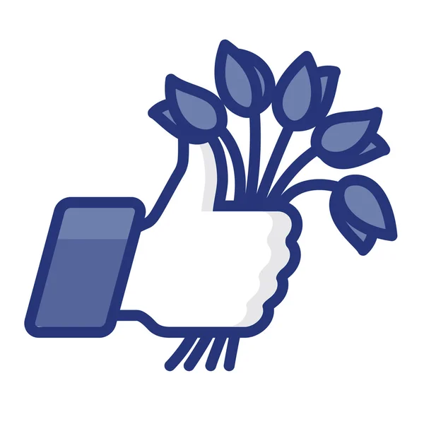 Like / Daumen hoch Symbol mit Blumenstrauß — Stockvektor