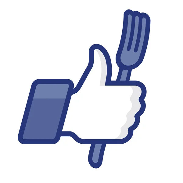 Like/Thumbs Up symboolpictogram met vork — Stockvector