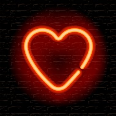 Duvarda neon bir kalp