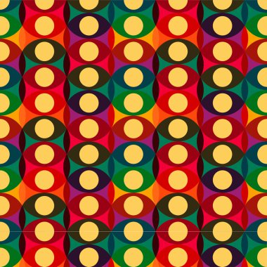 Dikişsiz Kırmızı Sarı retro daire desen arka plan