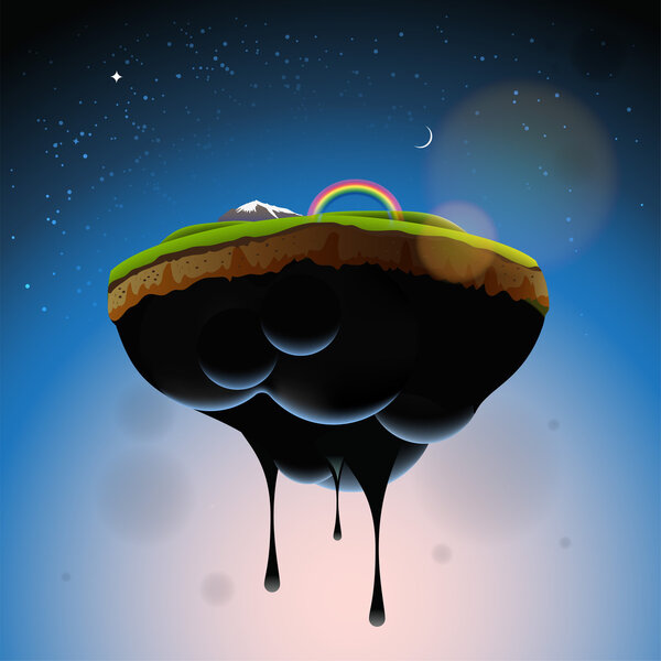 Кусок сухопутного острова в воздухе
