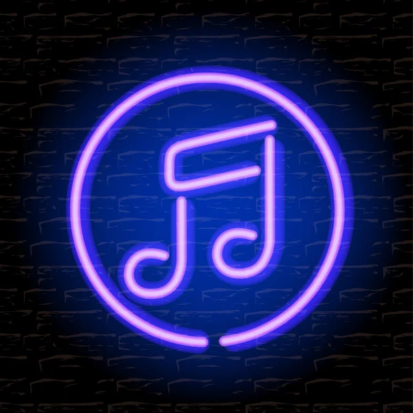 Neon müzik notu tuğla duvar