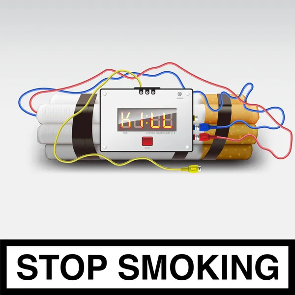 Pare de fumar - bomba de cigarro — Vetor de Stock