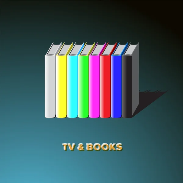 Bücherreihe made tv - bunt ohne Signalhintergrund, Vektor eps10 Bild. — Stockvektor